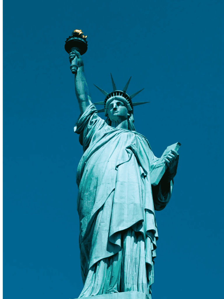 Iconic Statue of Liberty in New York City, symbol of freedom and democracy.