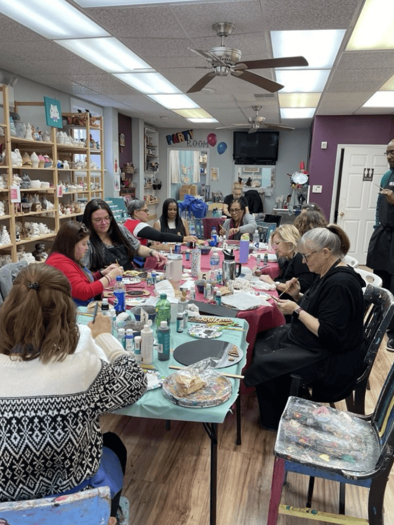 Creative pottery painting workshop for women at QuestForDirections community center.