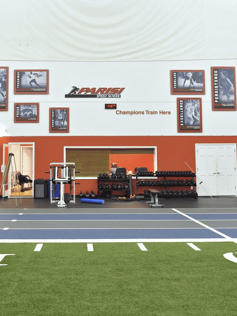 1. Indoor athletic training facility at Quest for Directions, sports performance and speed training.