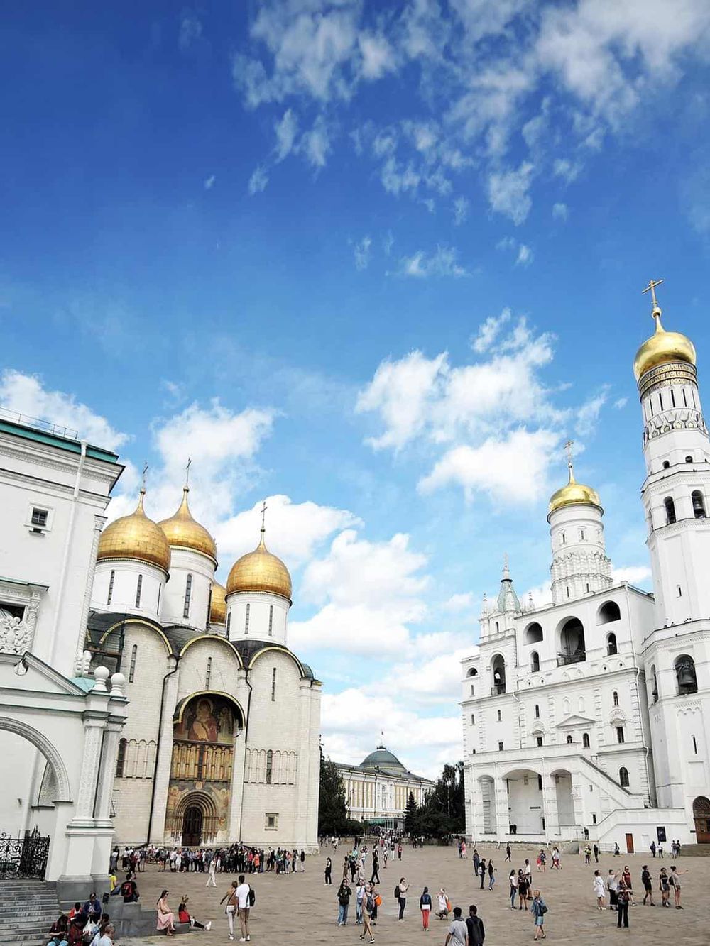 Colorful Russian architecture with golden domes, popular landmark for sightseeing and cultural exploration.