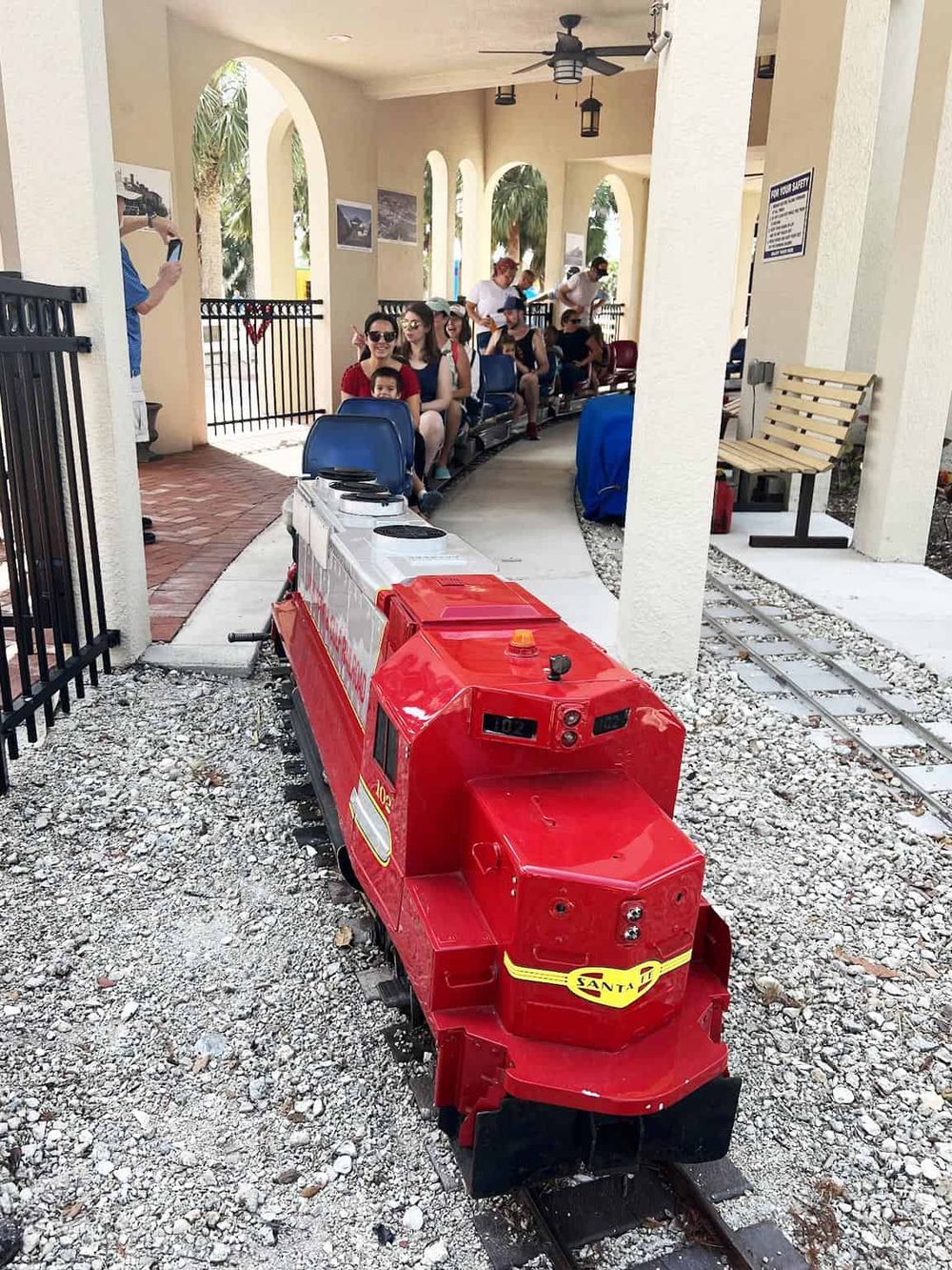 Miniature train ride at family-friendly amusement park in Florida, offering fun for kids and adults.