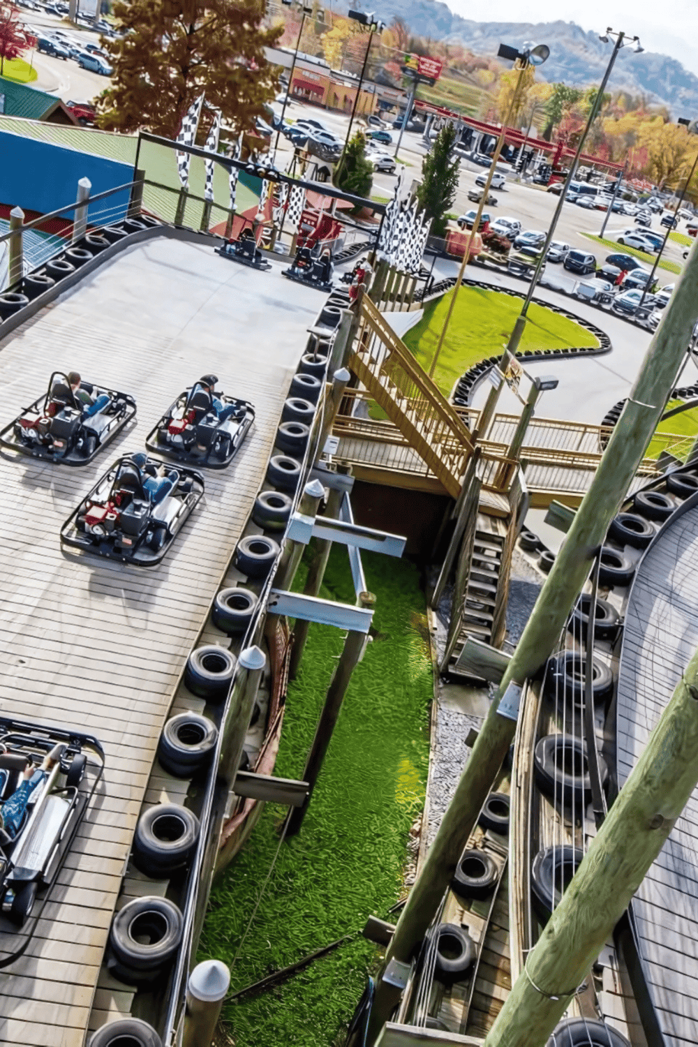 Kids go-kart track at QuestForDirections amusement park. Family-friendly fun with racing adventures for children.
