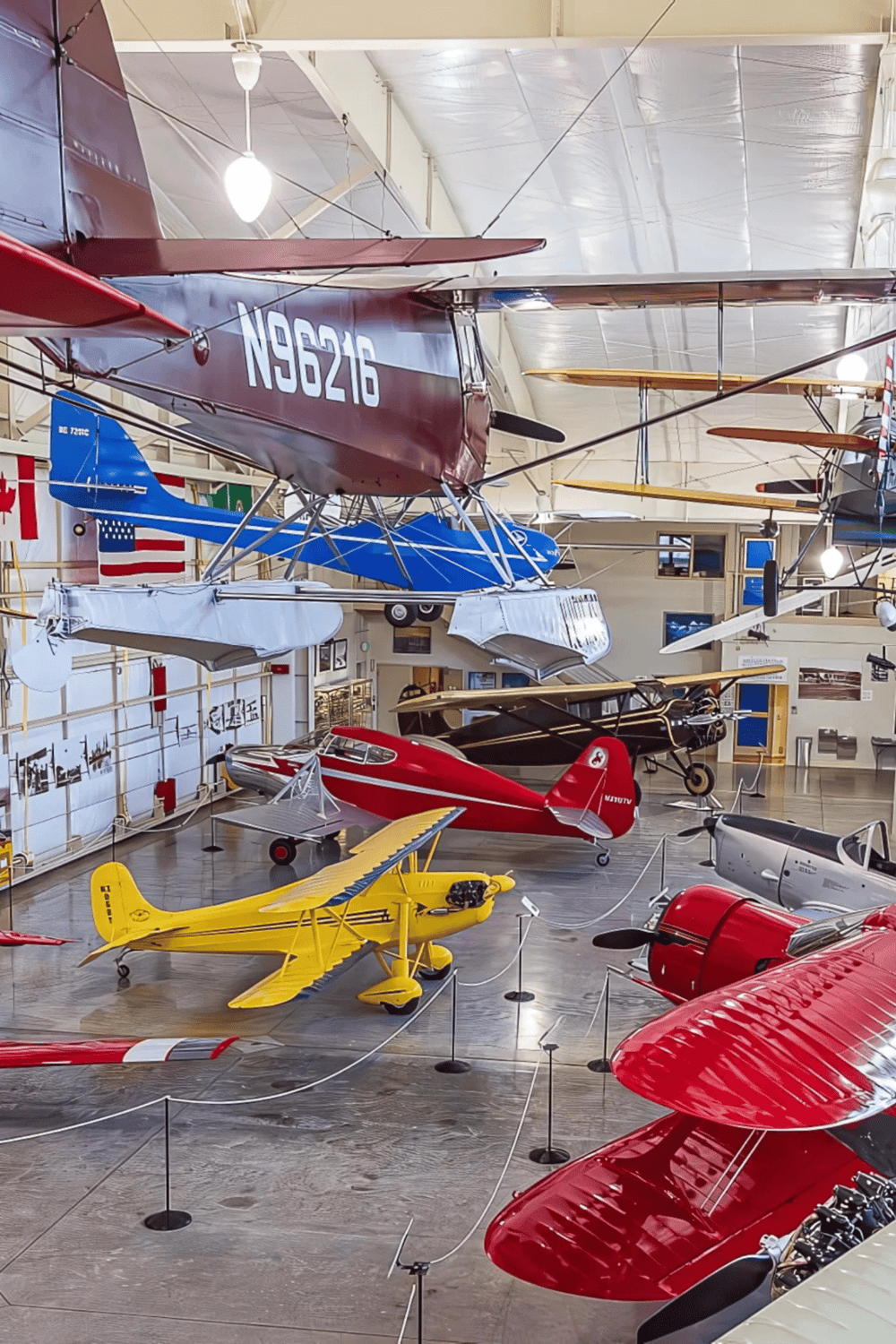 Vintage aircraft display at Quest For Directions aviation museum, showcasing restored small planes and historical flight memorabilia.