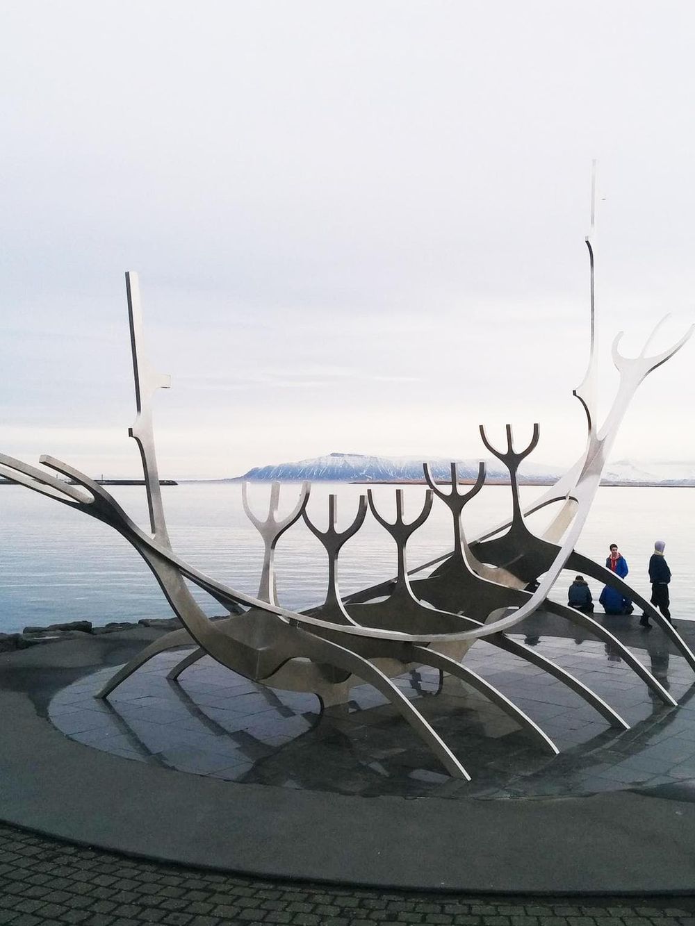 Controversial Nordic Boat sculpture by the waterfront in Reykjavik, Iceland.