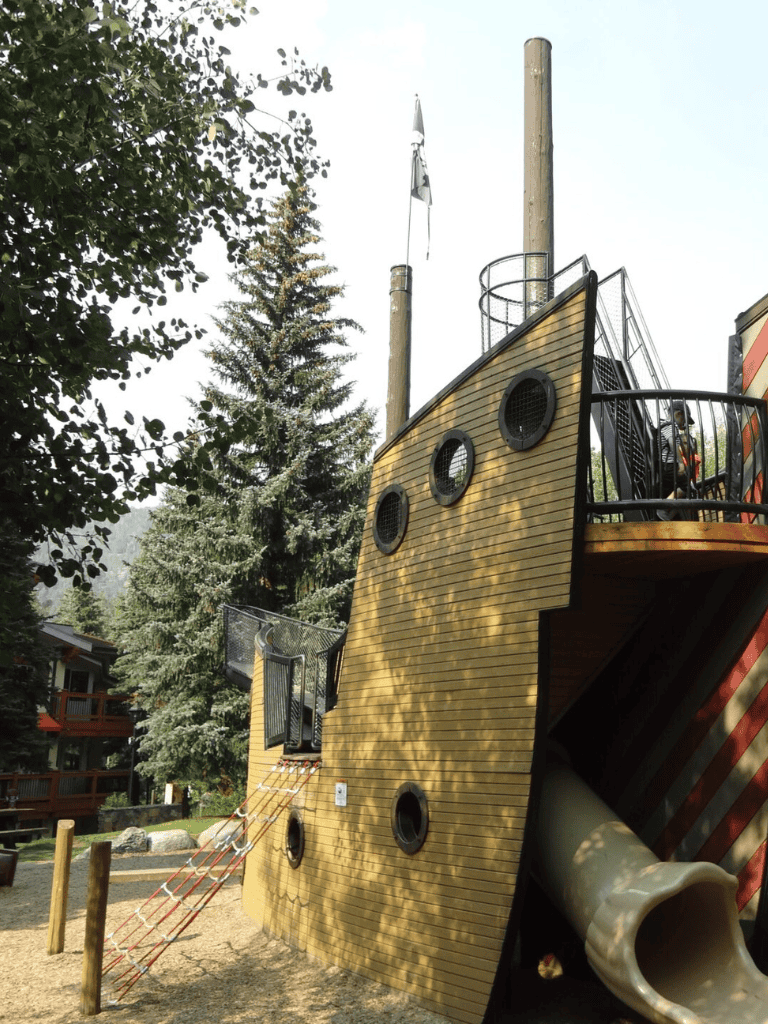 Playground-themed ship structure for kids at Quest For Directions, outdoor adventure and family fun.