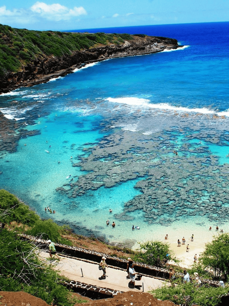 Stunning coastal ocean view with turquoise waters and a rocky shoreline.