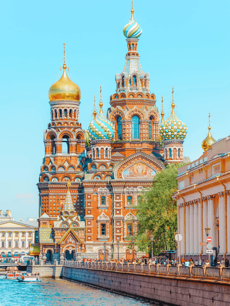 Colorful Saint Basil's Cathedral with onion domes in Moscow, Russia, popular tourist attraction.