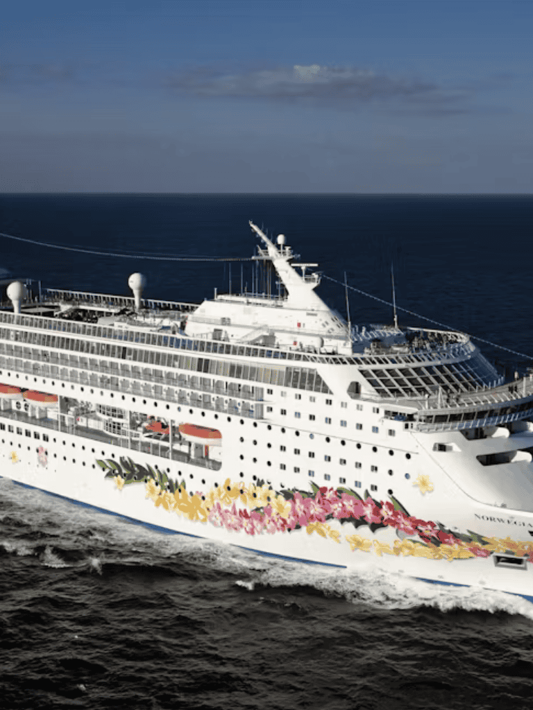 Luxury cruise ship cruising in the ocean for memorable travel experiences.