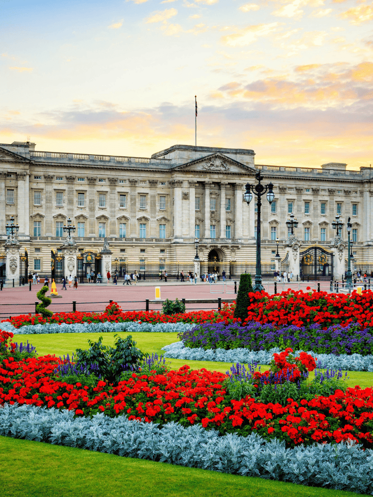 Luxembourg Palace with colorful flower garden, Paris France, famous landmarks, sightseeing, tourist attraction.