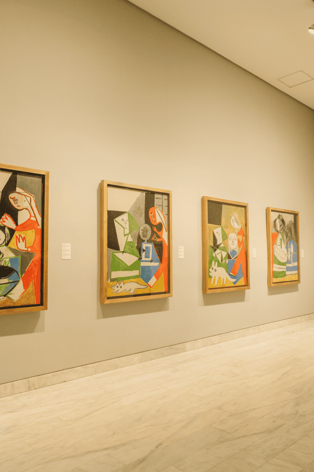 Colorful abstract art displayed in an art gallery or museum for exhibition.