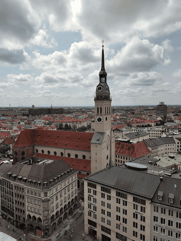- Historic clock tower in a European city skyline.