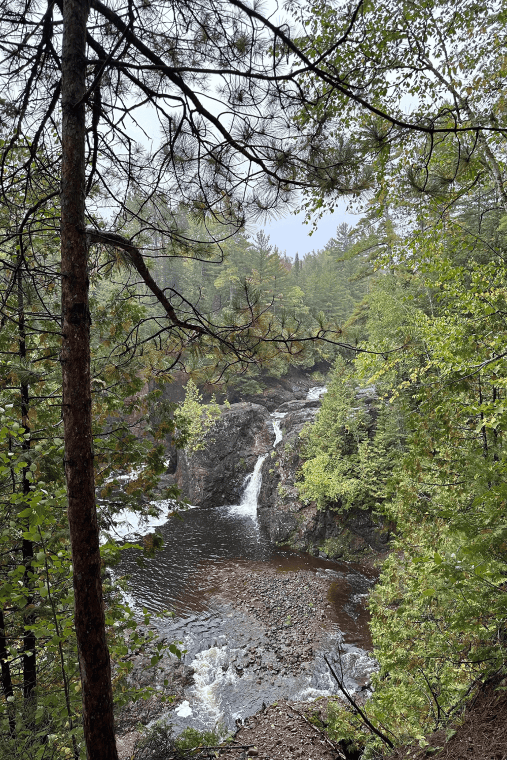 Waterfall in forest scenery, hiking trail, nature adventures, outdoor exploration, scenic views, QuestForDirections.