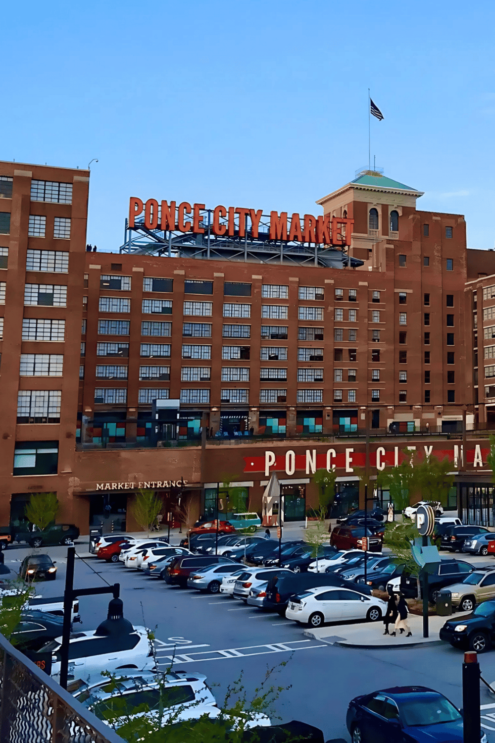 Ponce City Market exterior view in Atlanta, showcasing popular shopping and dining destination.
