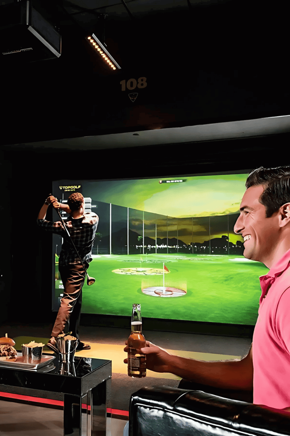 1. Indoor golf simulation experience with friends at Quest for Directions.