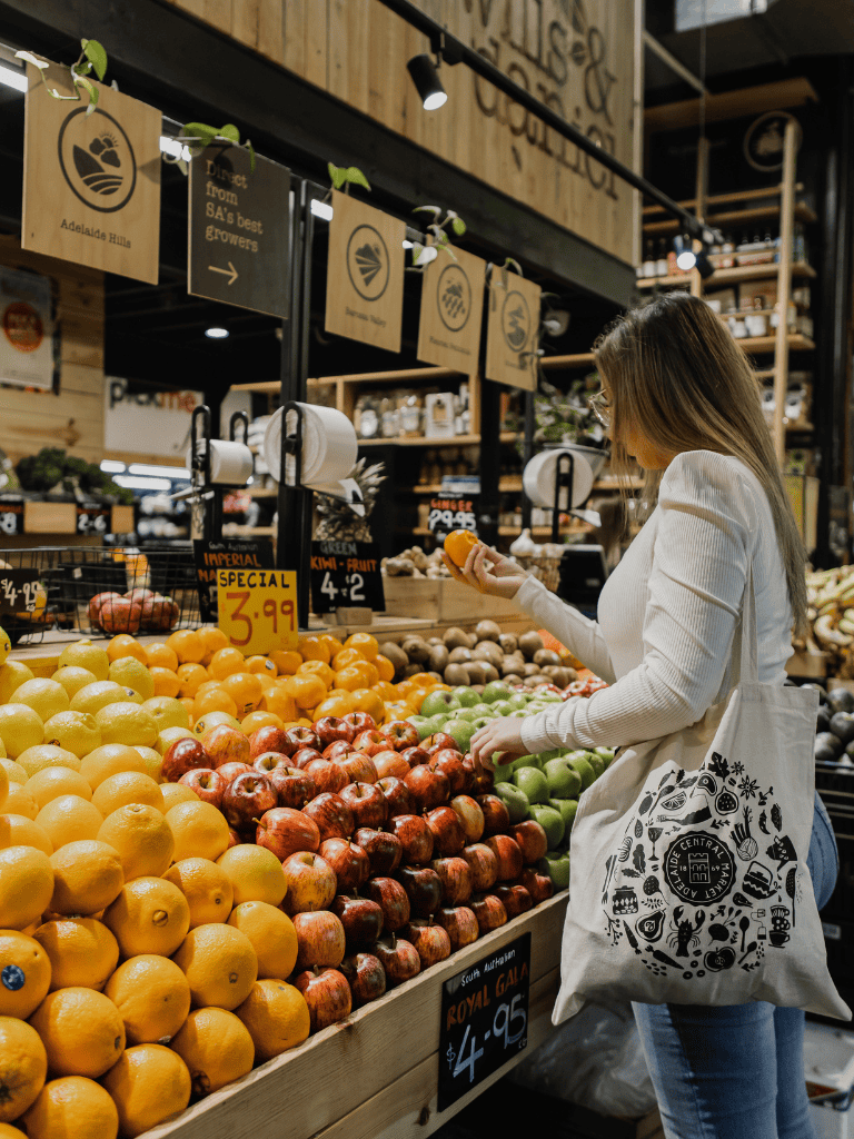 Fresh fruits displayed at a grocery store in South Australia.
