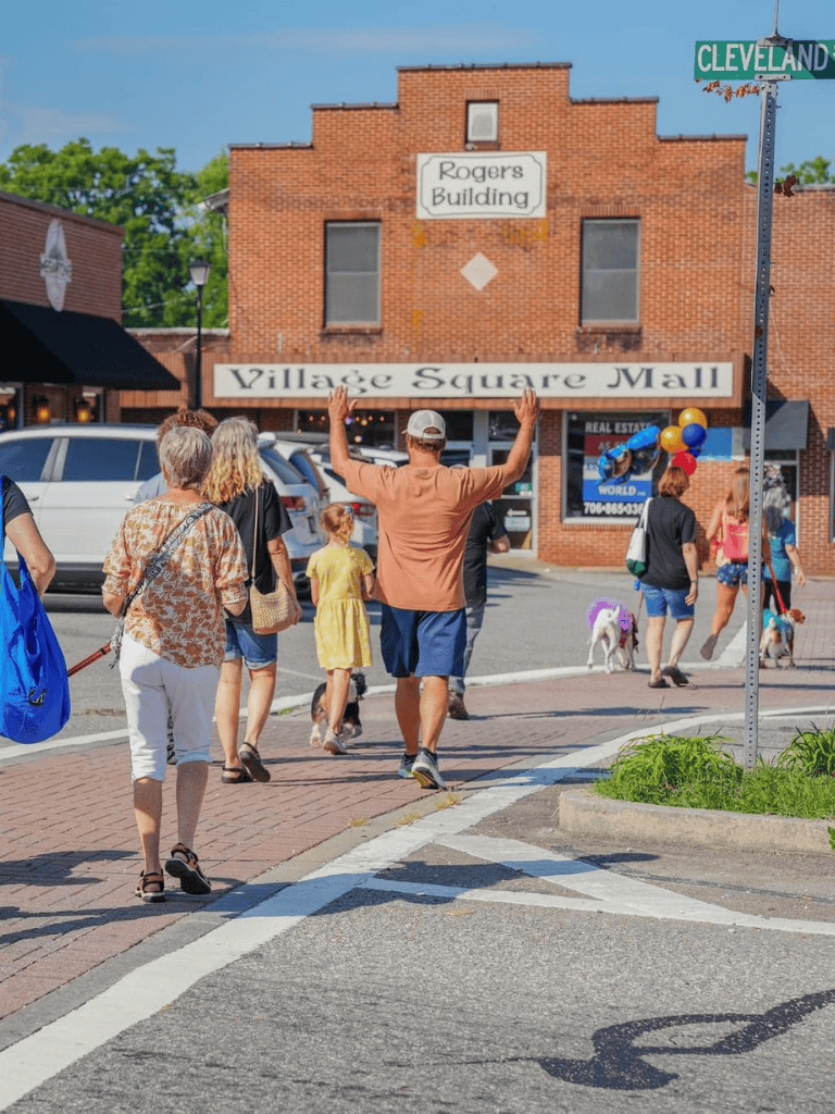 Roadside shopping at Village Square Mall in Cleveland, Ohio.