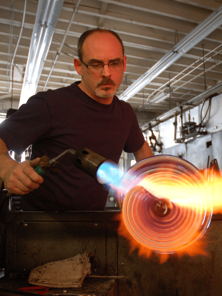 Hot glassblowing workshop at QuestForDirections glass studio.