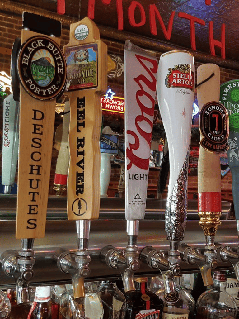 Cold craft beer taps at QuestForDirections - a premier pub in the USA. Enjoy a variety of local and international beers in a lively atmosphere.