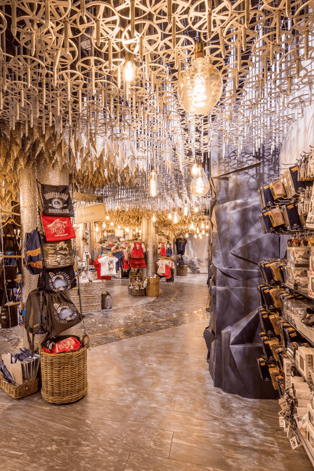 Colorful souvenir shop at QuestForDirections, showcasing local gifts and travel accessories.