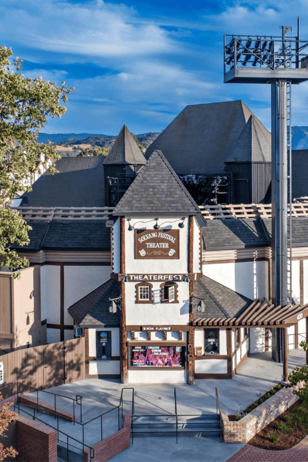 Charming Solvang Festival Theater with Danish-inspired architecture and outdoor stage | Perfect for cultural events.