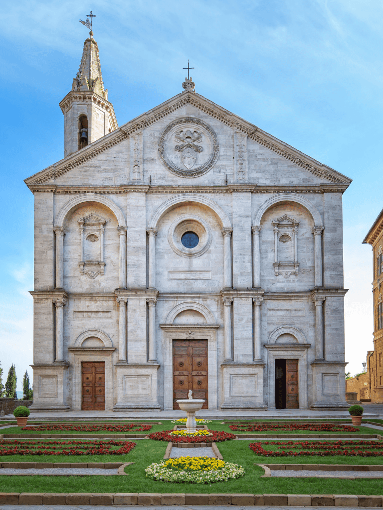 Ancient church facade with marble architecture, historical religious site, Italy travel destination, Italian cultural heritage.