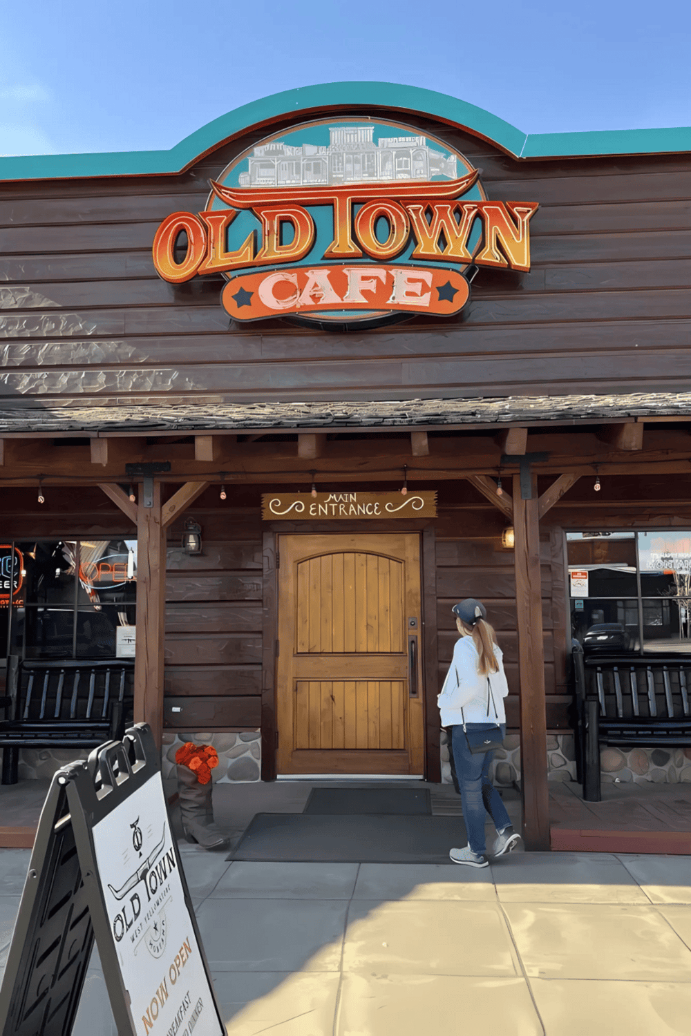 Charming Old Town Cafe entrance, perfect for a relaxing dining experience.