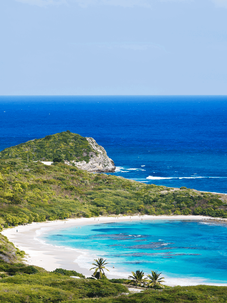 Stunning beach with turquoise waters, lush greenery, and scenic coastal views, perfect for vacations and outdoor adventures.