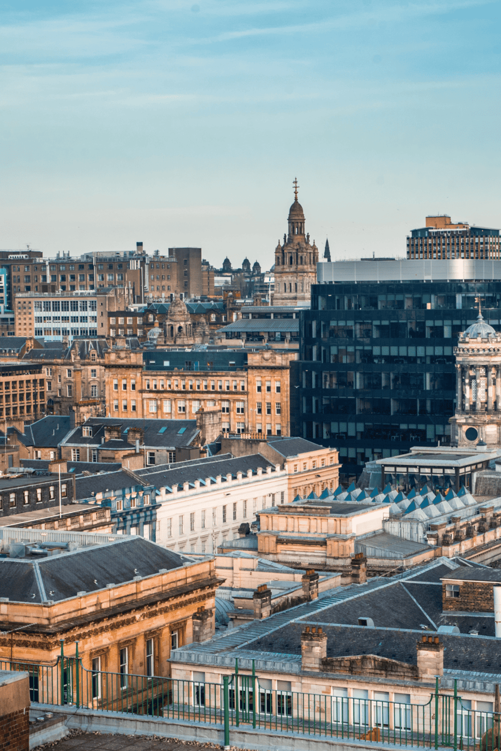 Cityscape of downtown London with historic and modern buildings, skyline view, and iconic architecture.