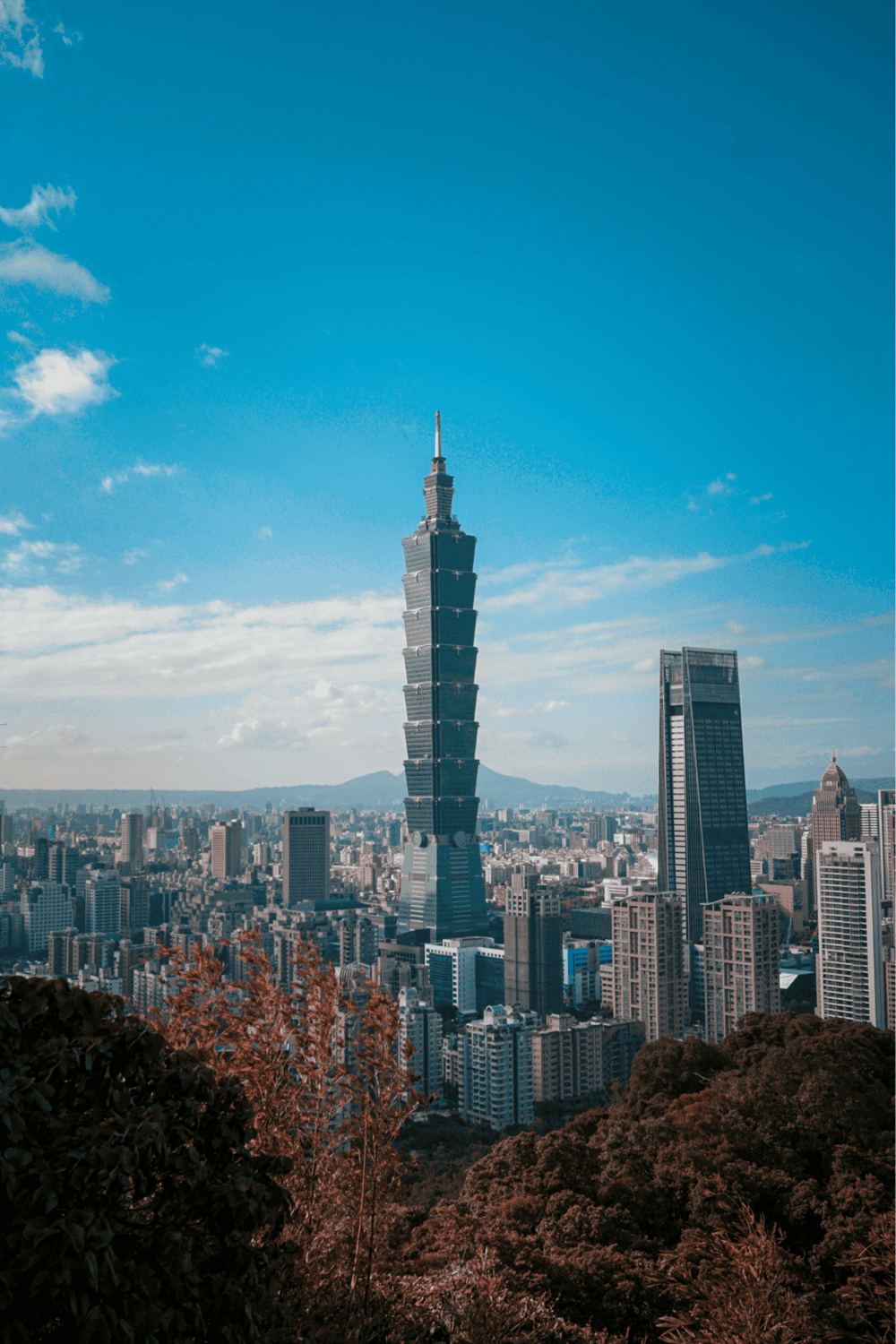 Stunning Taipei 101 skyscraper with city skyline in Taiwan, innovative urban development.
