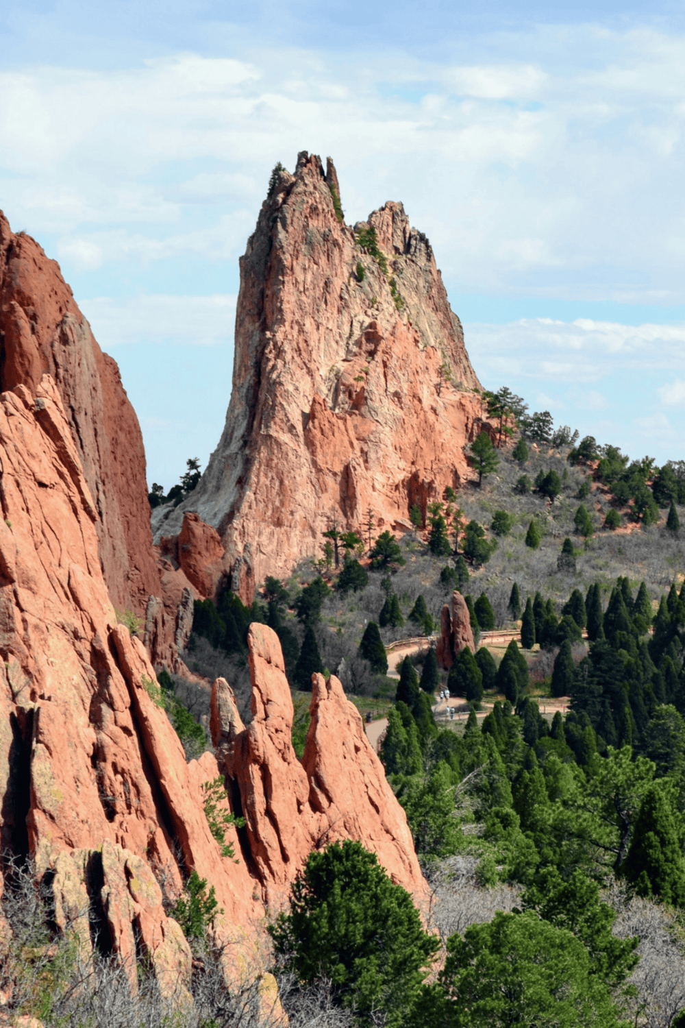 Vibrant red rock formations at Quest For Directions scenic viewpoint in Colorado.