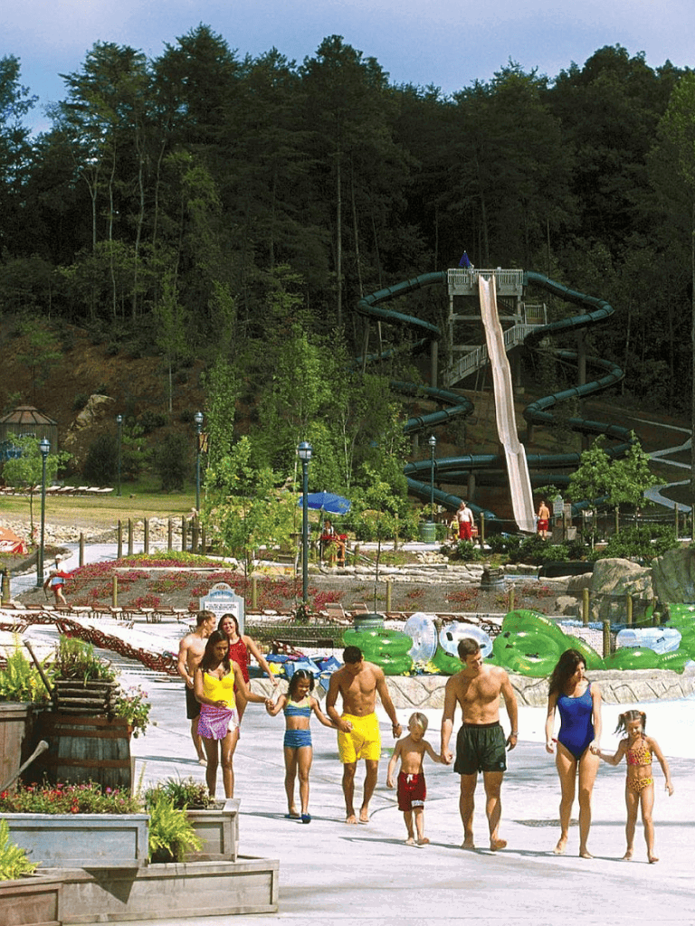 Water park amusement slides, family fun, outdoor water attractions, QuestForDirections.