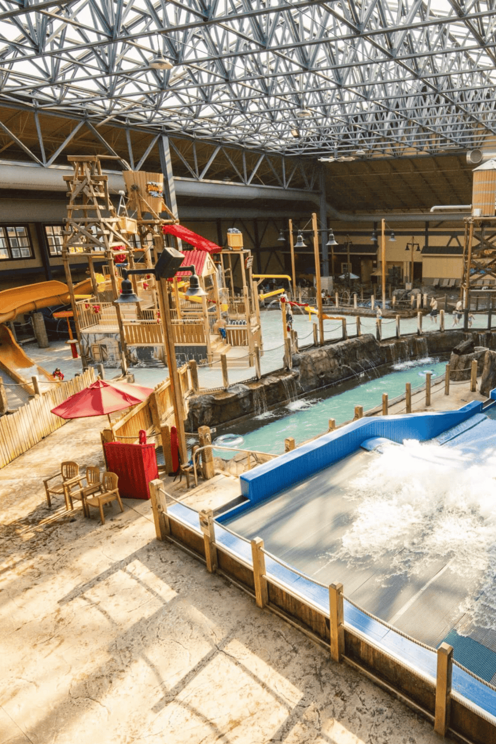 Indoor water park with slides and lazy river at Quest for Directions.