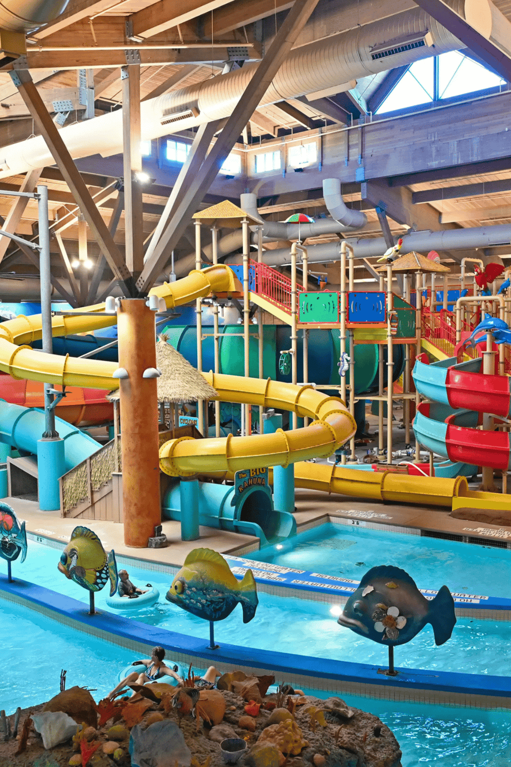 Waterslides indoor water park fun family entertainment.