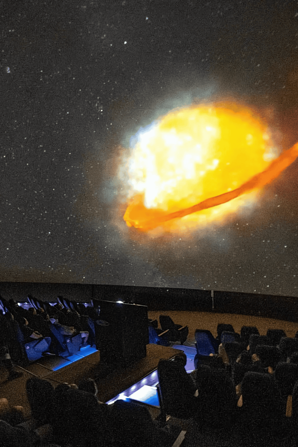 Meteor explosion in space during a astronomy presentation at QuestForDirections.