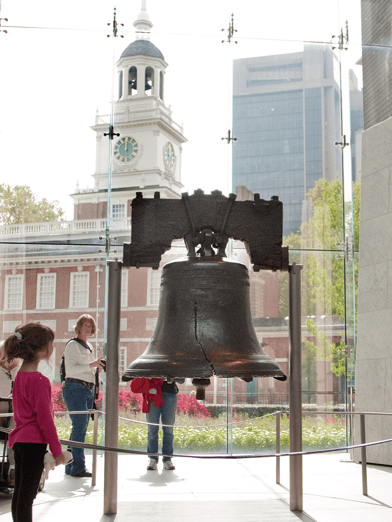 Old City Hall bell, iconic symbol of Philadelphia, historic landmark located in downtown Philadelphia.