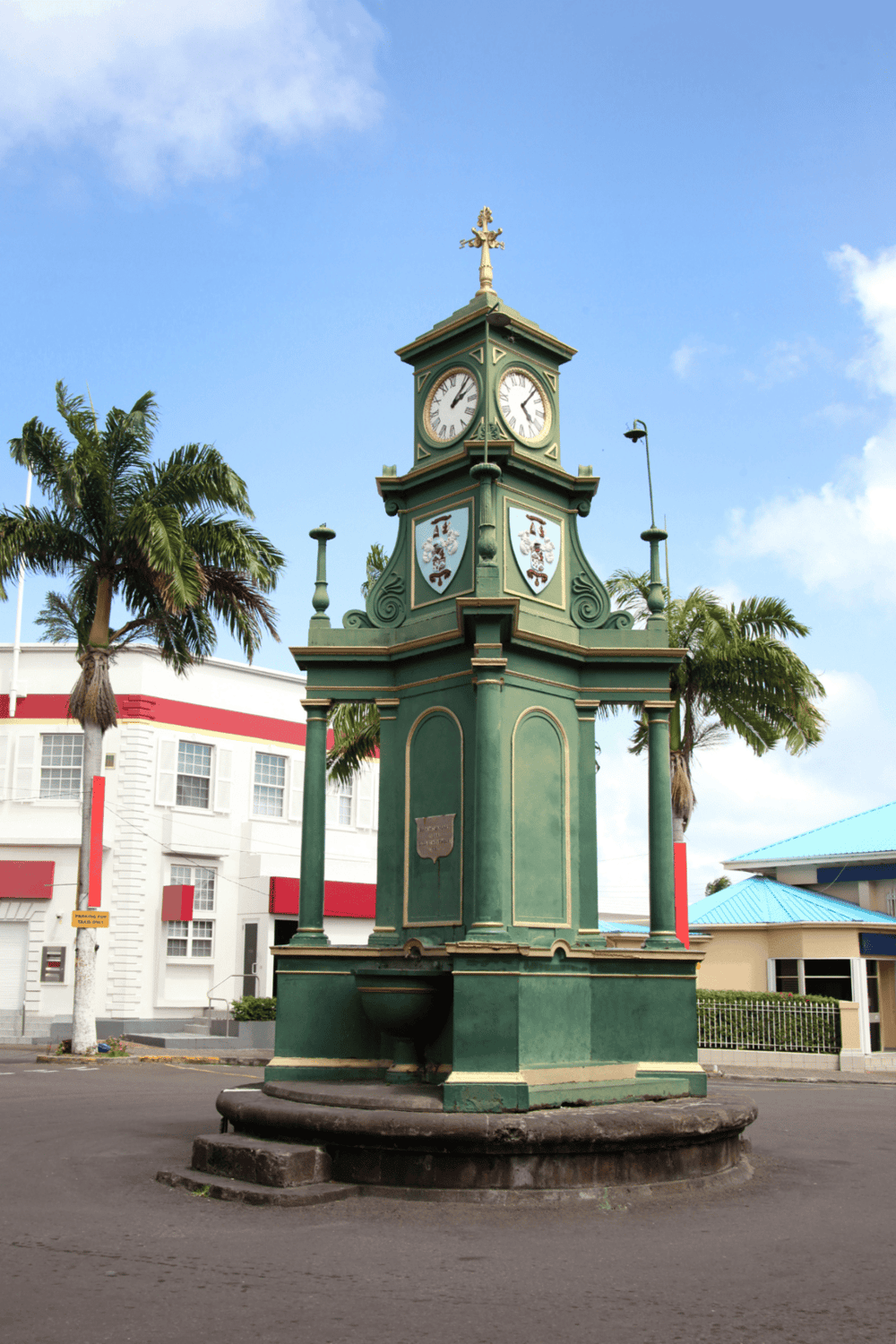 Victorian-style outdoor clock tower in downtown district, a landmark for directions and local history.