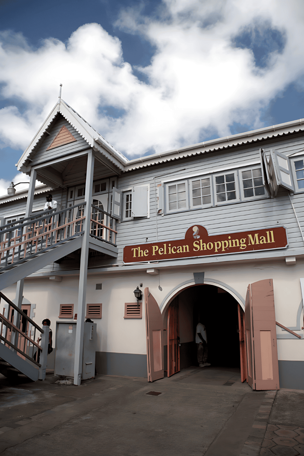 Historic Pelican Shopping Mall with unique architecture in Key West, Florida.