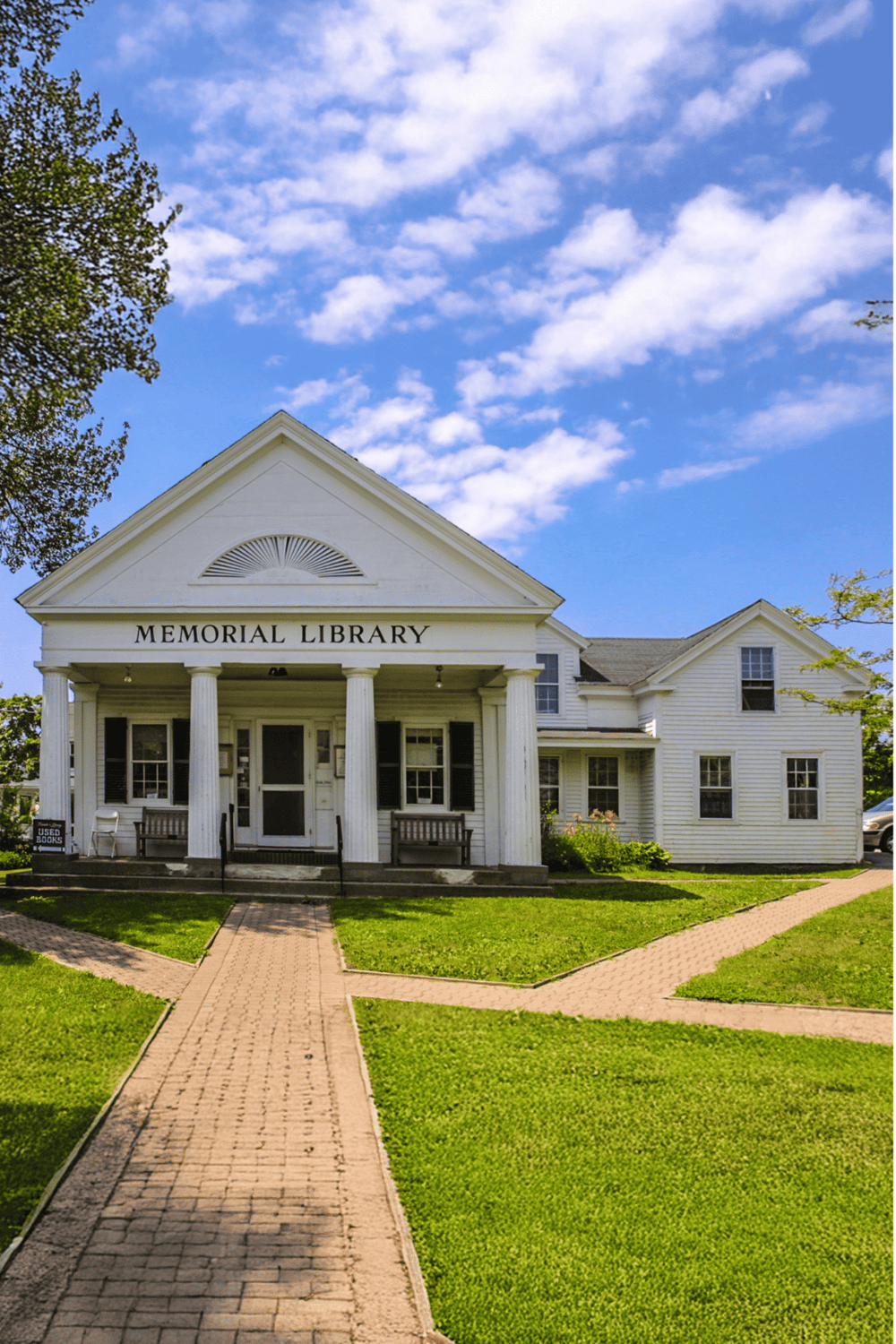 Historic Memorial Library in a charming small town.