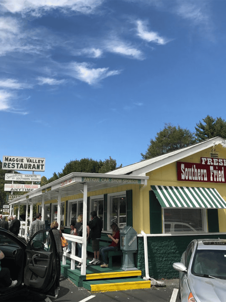 Maggie Valley Restaurant with southern fried menu and antique car show sponsorship.