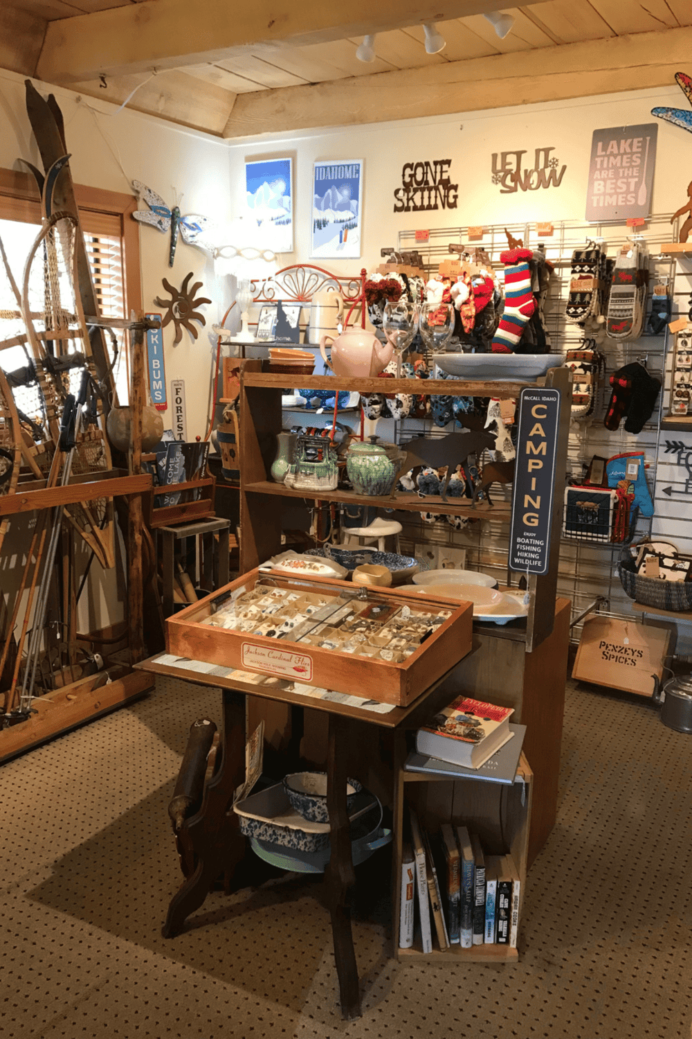 Vintage home decor and souvenirs at QuestForDirections, Idaho gift shop and outdoor adventure gear store.