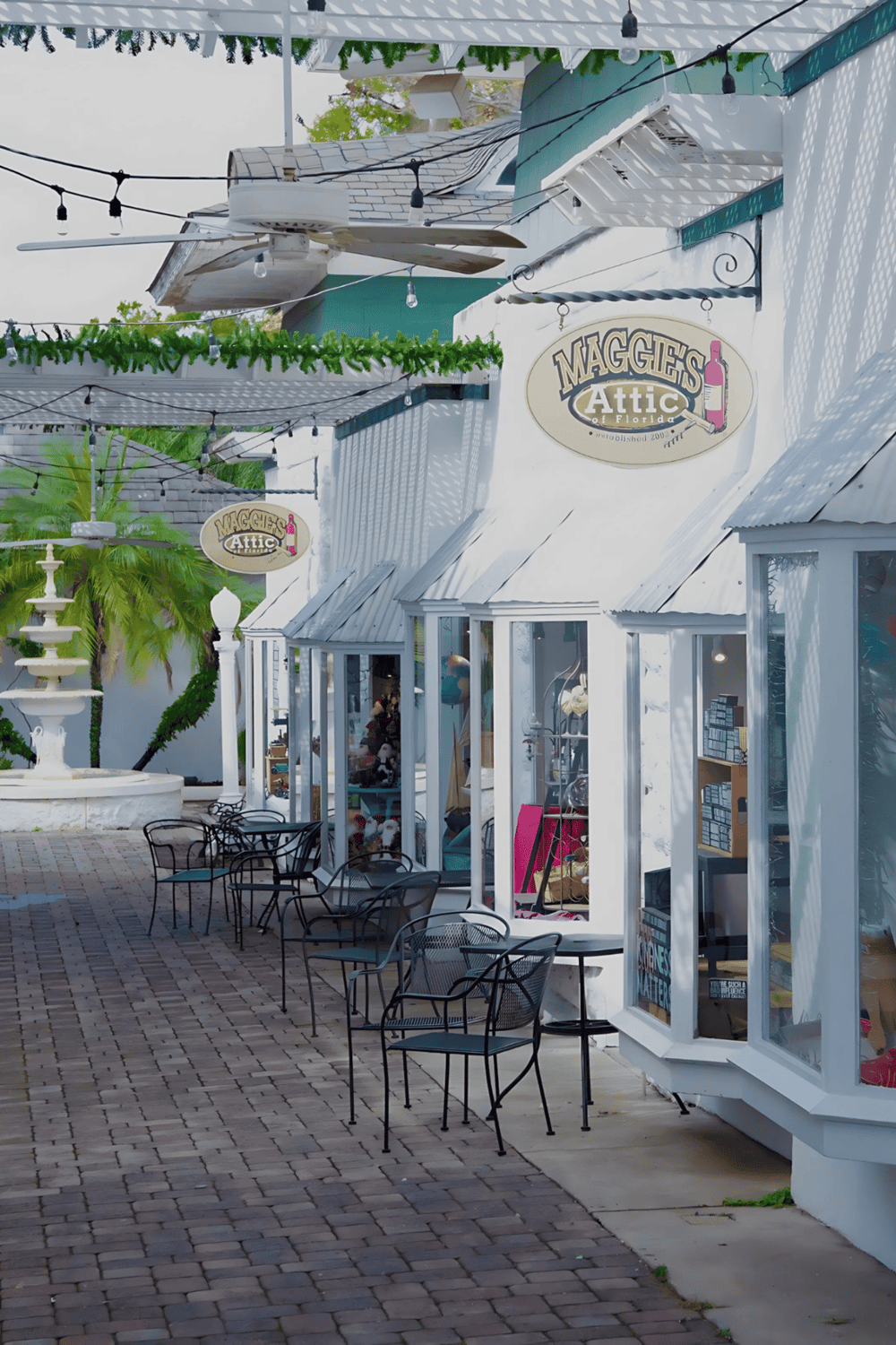 Vintage shopping and cafe experience at Maggie's Attic in Florida.