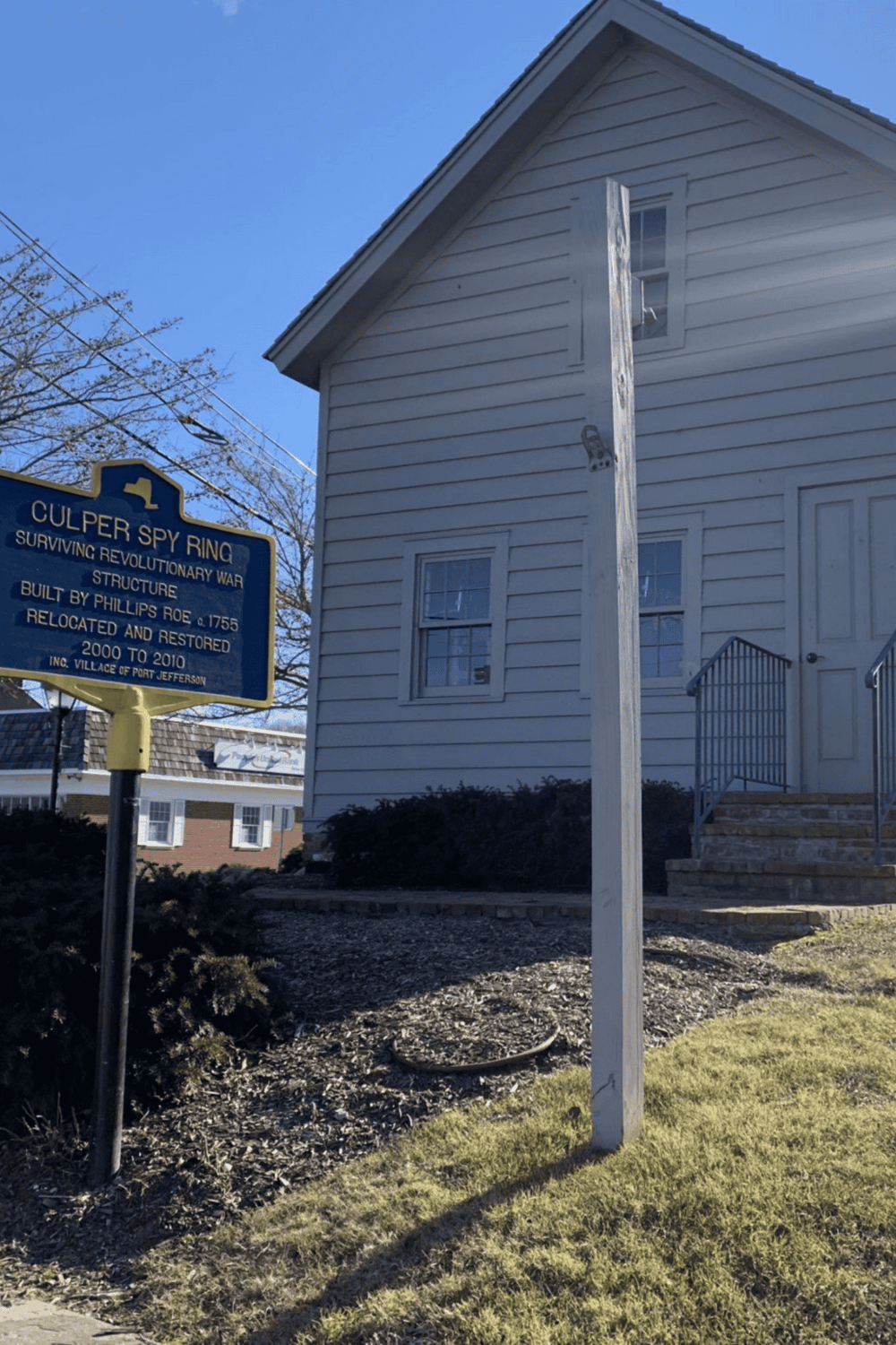 1. Old house with historical Culper Spy Ring sign in Port Jefferson, NY.