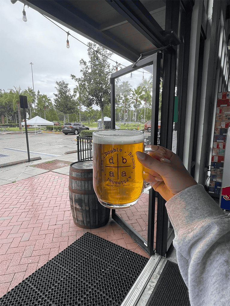 Cold beer served at QuestForDirections brewery in Florida.