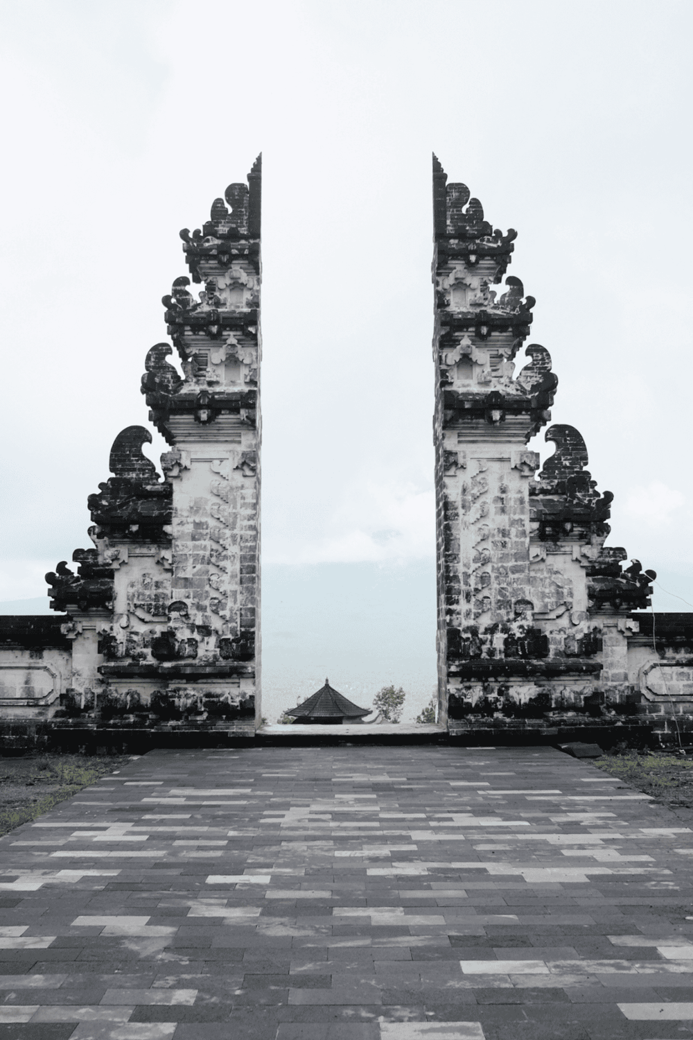 Grand Balinese Gate with traditional carvings at QuestForDirections.