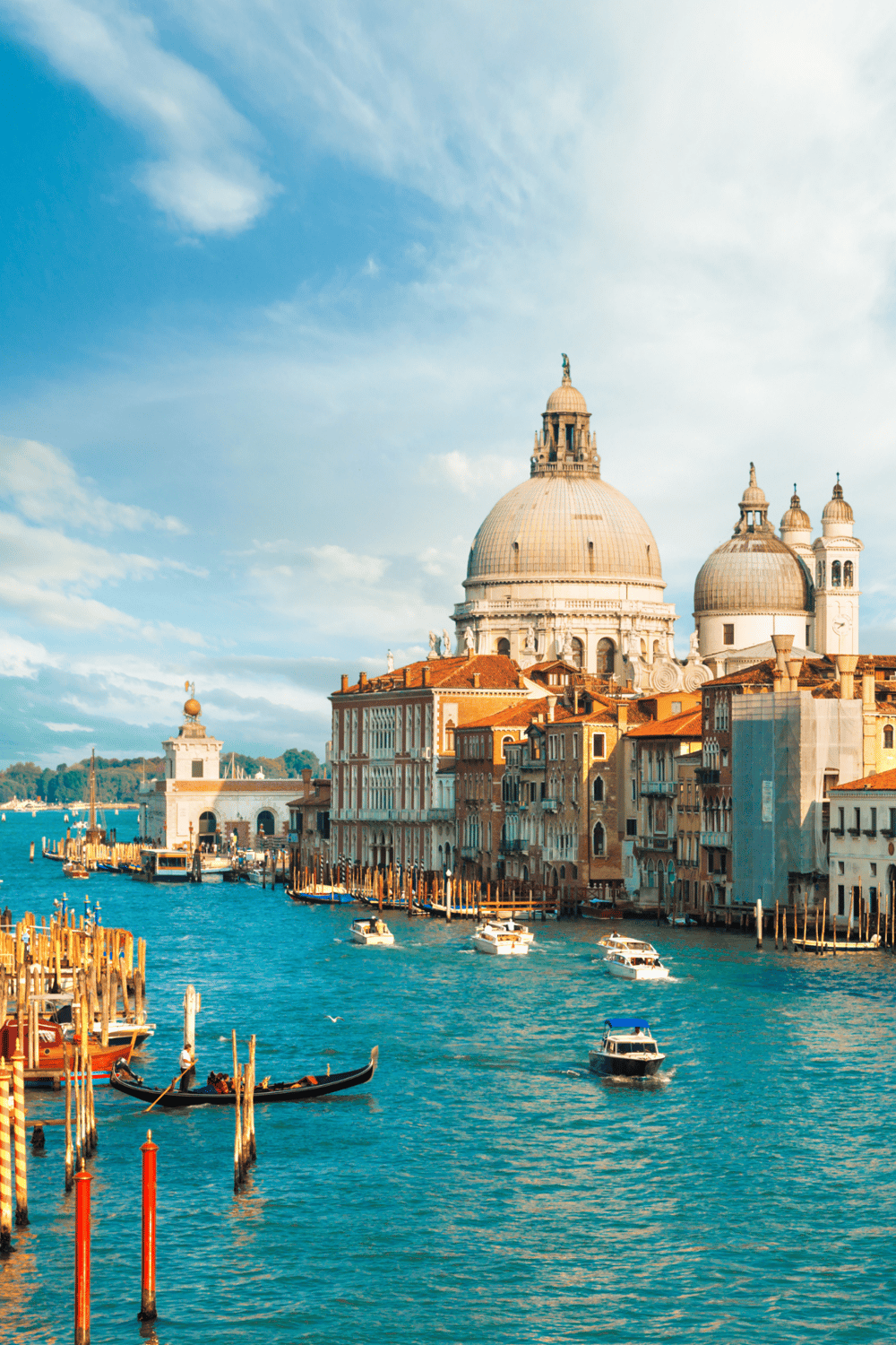 Stunning view of Venice with historic architecture and waterways, emphasizing travel destinations and navigation in Italy.