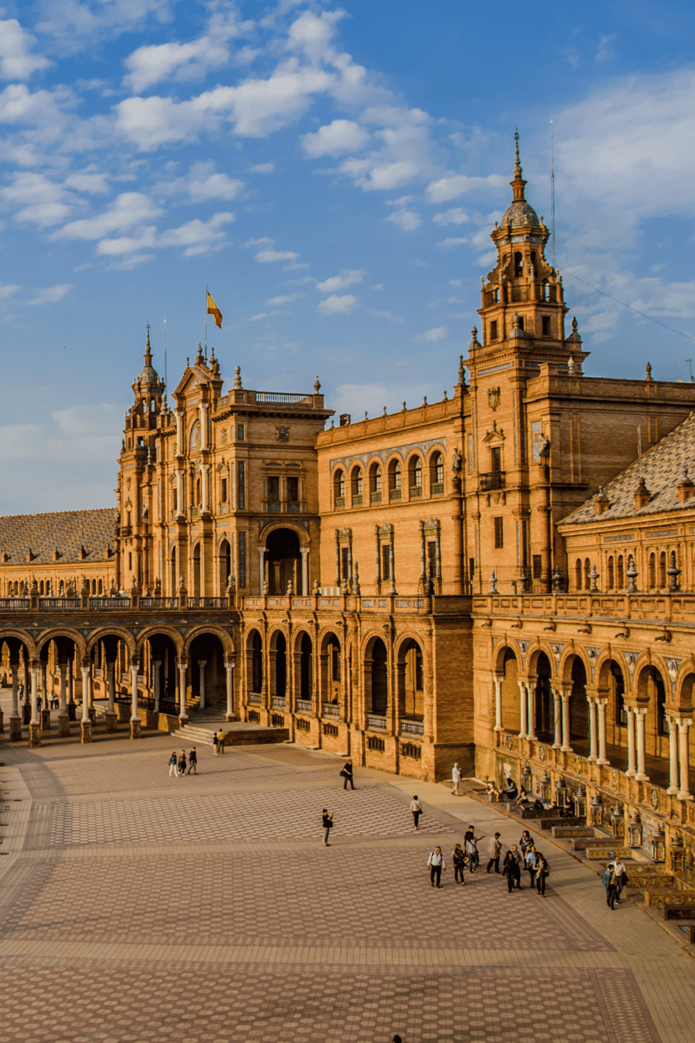 Elegant historic building in Seville, Spain, showcasing classic architecture and vibrant culture.