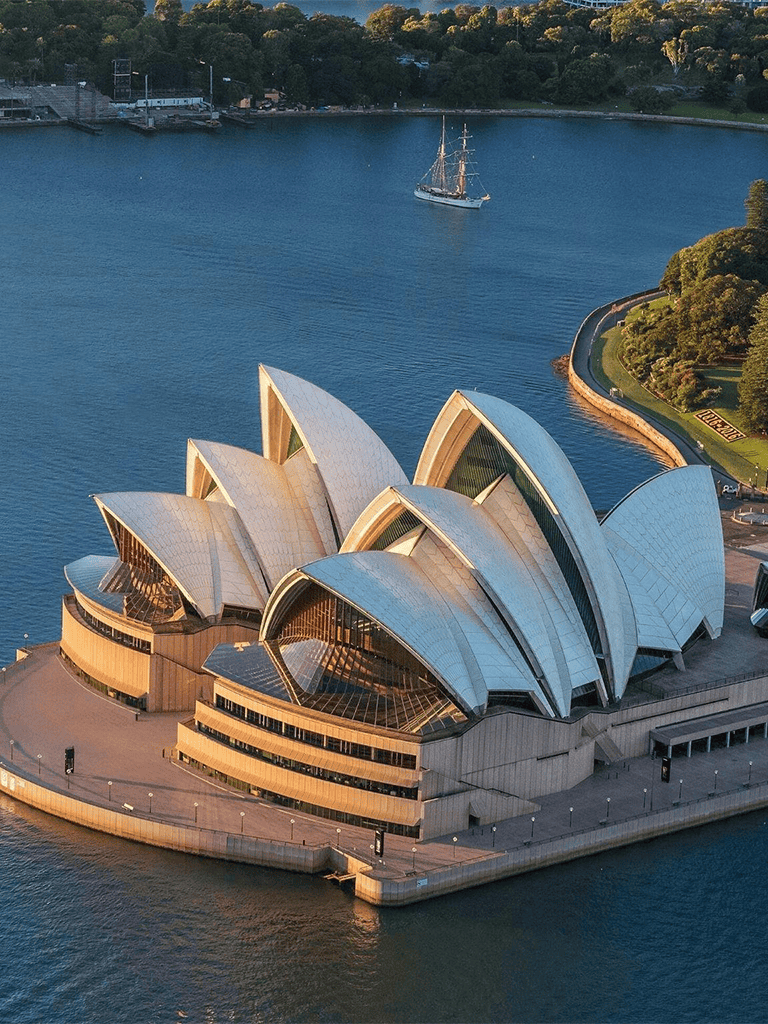Sydney Opera House iconic waterfront performing arts center, Australia.