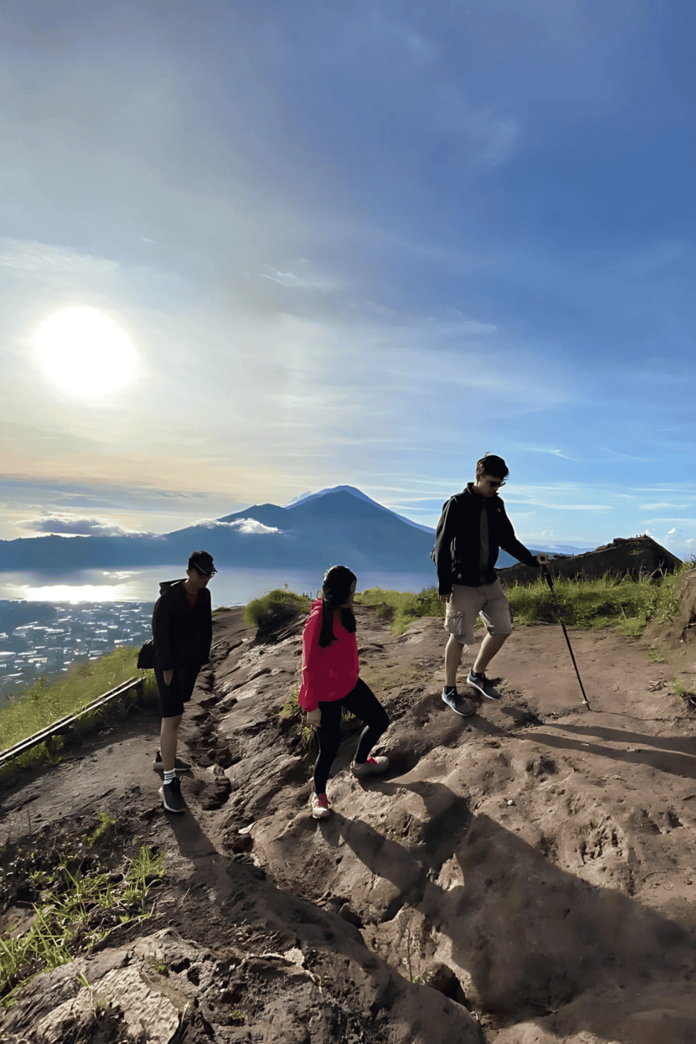 Breathtaking mountain hiking with scenic views of volcano and sunrise, ideal for outdoor adventure and nature exploration.
