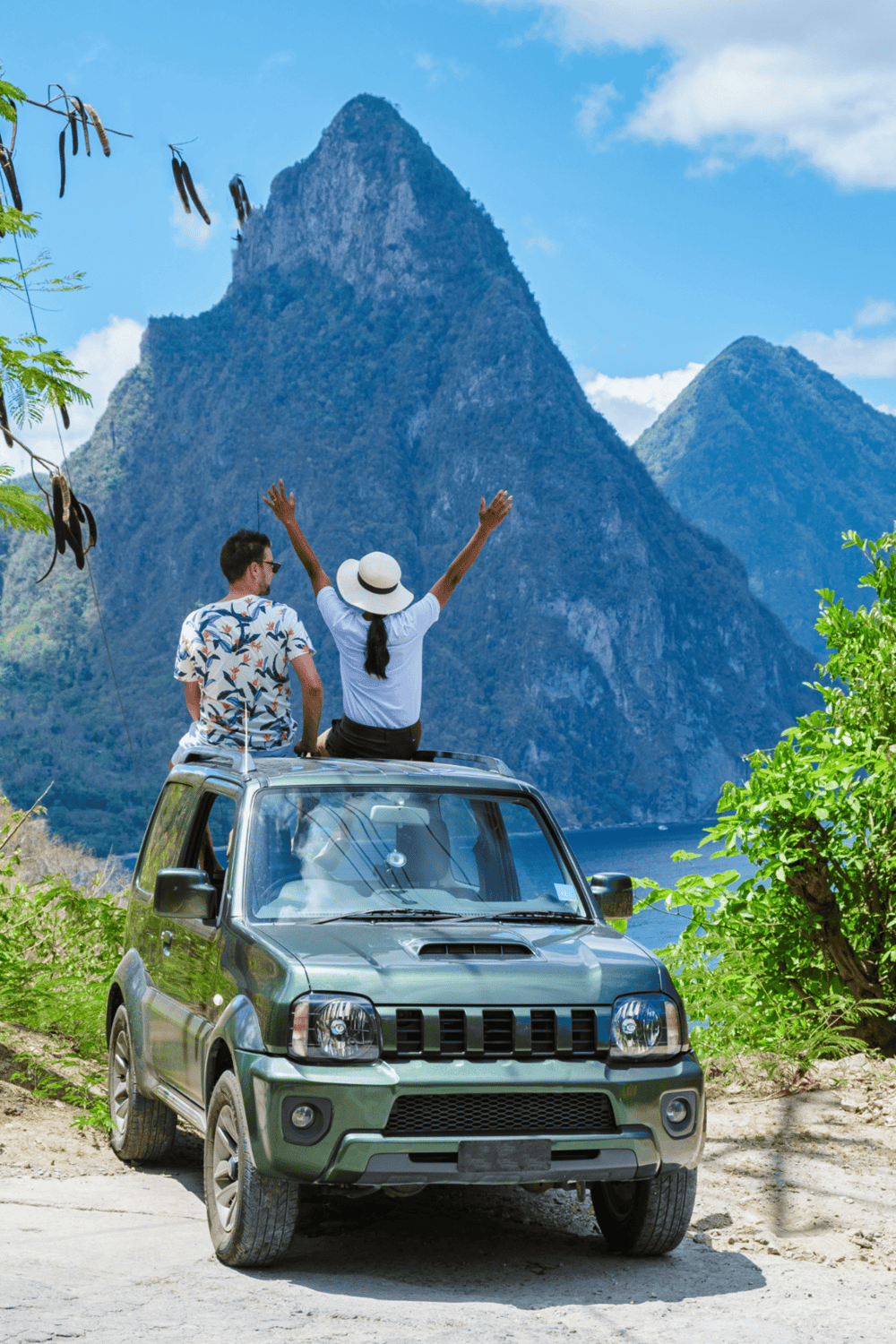 1. Scenic mountain landscape with travelers enjoying the view and adventure.