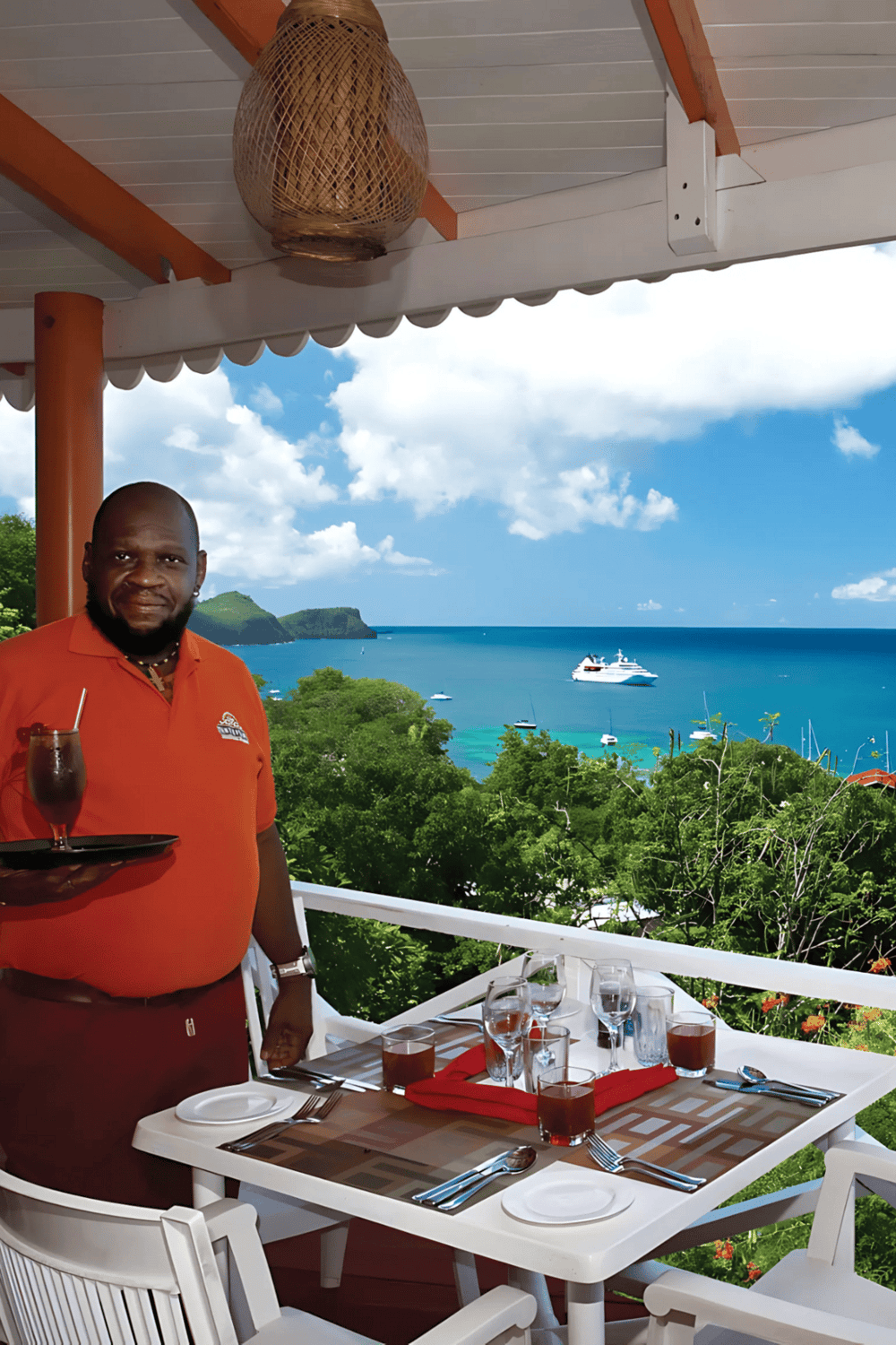 Enjoying a scenic seaside dining experience at a coastal restaurant with ocean views.